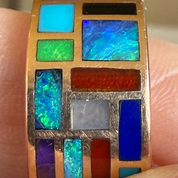Marla Aaron Multicolor Inlay Gold Ring - Picture 3 of 11